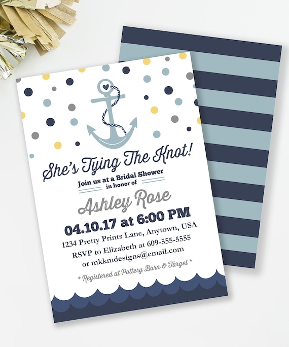 Nautical Bridal Shower Invitation, Tying The Knot, Bachelorette Party, Bachelorette Weekend Invite, Couples Shower, Anchor Shower Invite Il_570xn