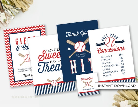 Baseball Bridal Shower Signs, Baseball Favor Tag, Baseball Party Decor, Gift Table Sign, Concessions Sign, INSTANT DOWNLOAD - #24 Il_570xn