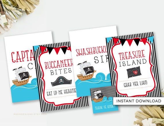 Pirate Party Signs, Grab Yer Loot Sign, Pirate Party Decor, Pirate Birthday, Pirate Favor Sign, Treasure Island Sign, INSTANT DOWNLOAD, #52 Il_570xn