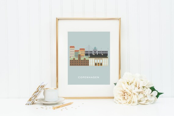 Copenhagen City Print, European City Art, Last Minute Gift, Modern Art Print, Home Decor, Copenhagen Wall Art, INSTANT DOWNLOAD Il_570xn
