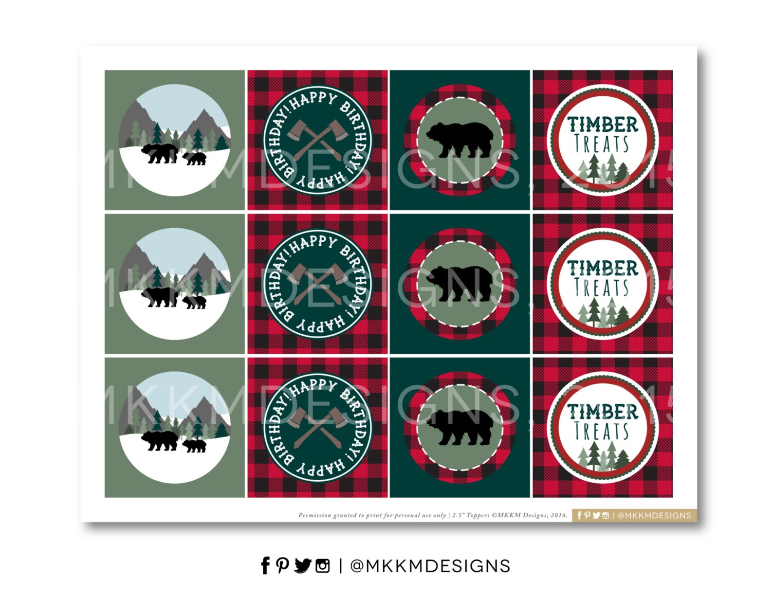 Lumberjack Cupcake Toppers Lumberjack Birthday Boy's - Etsy