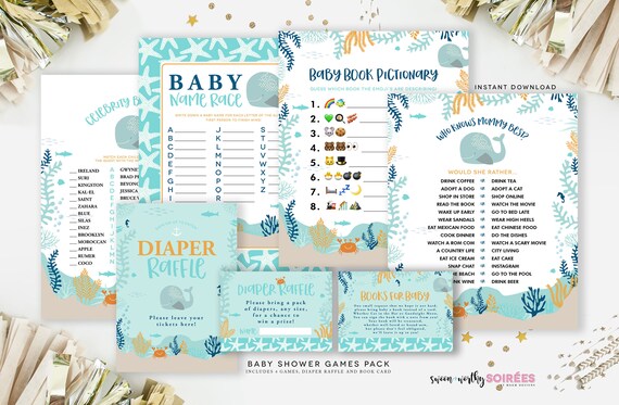Under The Sea Baby Shower Games Nautical Shower Games Etsy