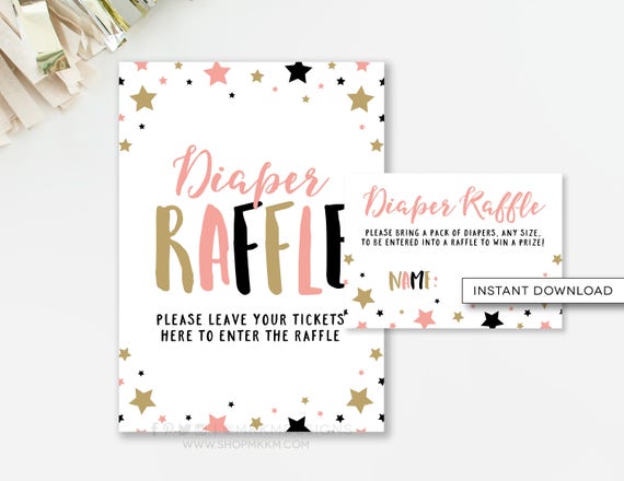 Diaper Raffle Ticket, Twinkle Twinkle Little Star Baby Shower, Girl Baby Shower, Diaper Shower, Little Star Shower, INSTANT DOWNLOAD Il_570xn