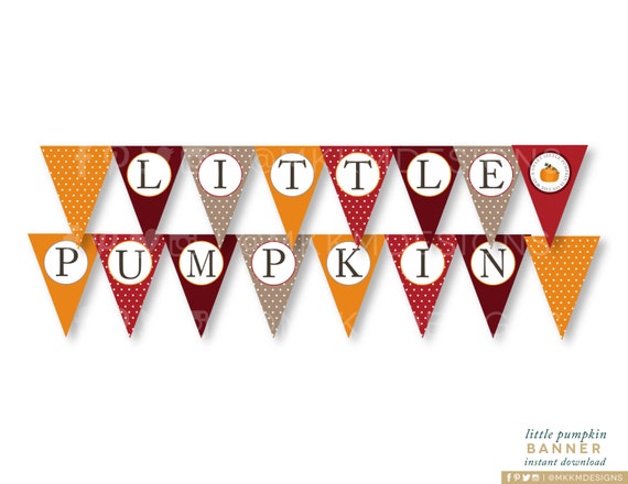 Little Pumpkin Banner, INSTANT DOWNLOAD, Pumpkin Baby Shower, Fall Shower Decor, Rustic Baby Shower, Gender Neutral, Autumn Decor, #F3 Il_570xn