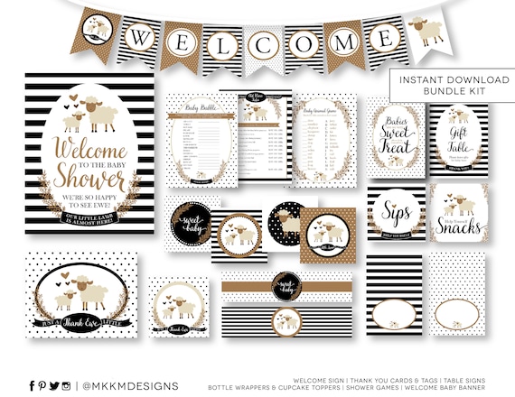 Lamb Shower Decor, INSTANT DOWNLOAD, Lamb Baby Shower, Gender Neutral, Lamb Party Signs, Storybook Shower, Baby Shower Games, #2403 Il_570xn