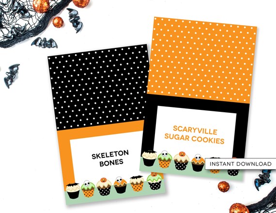 EDITABLE Halloween Food Cards, INSTANT DOWNLOAD, Halloween Party Decor, Cupcakes & Costumes, Kids Halloween Party, Editable tent cards, #101 Il_570xn