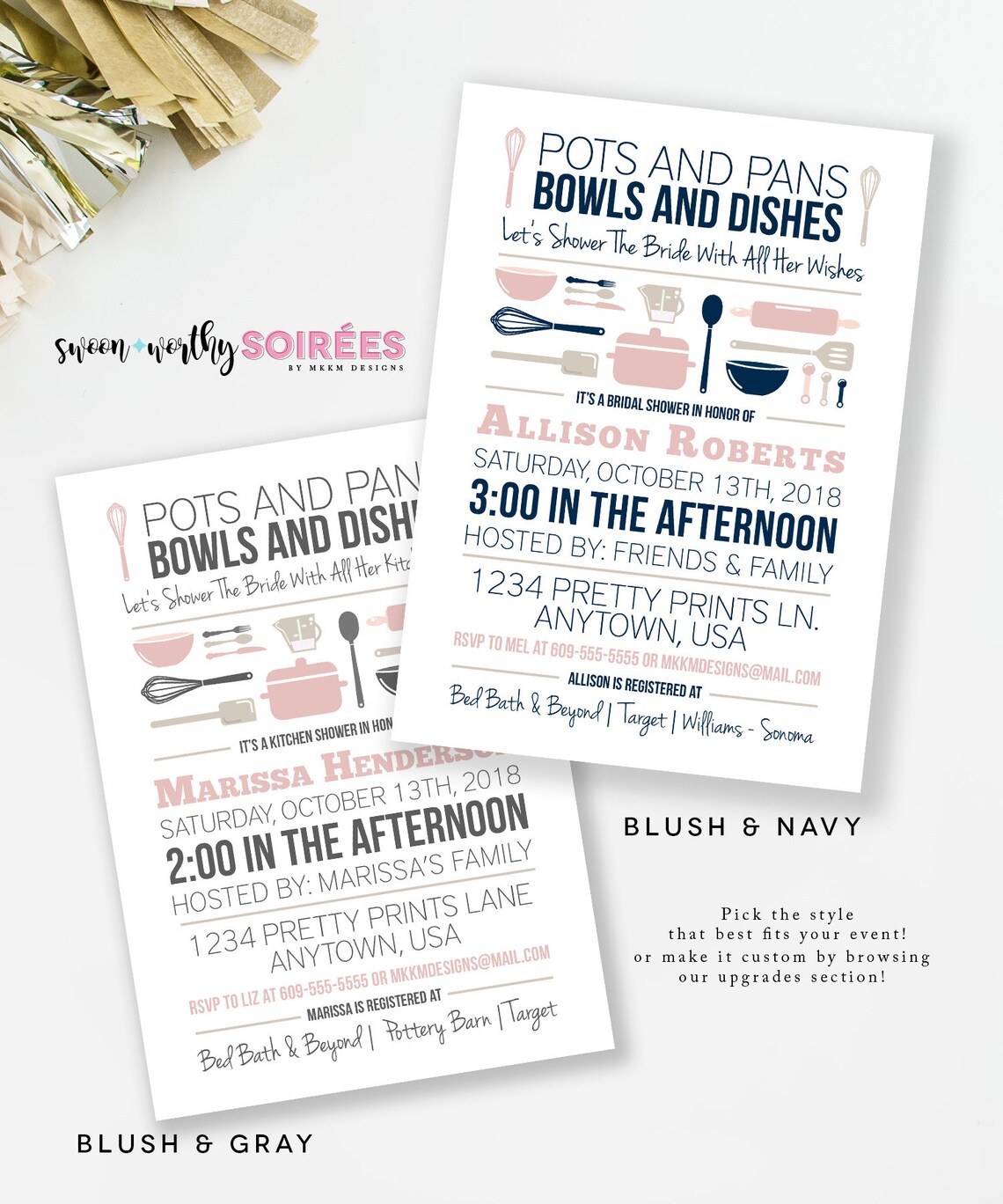 Stock the Kitchen Shower Bridal Invitation Pots and Pans Etsy