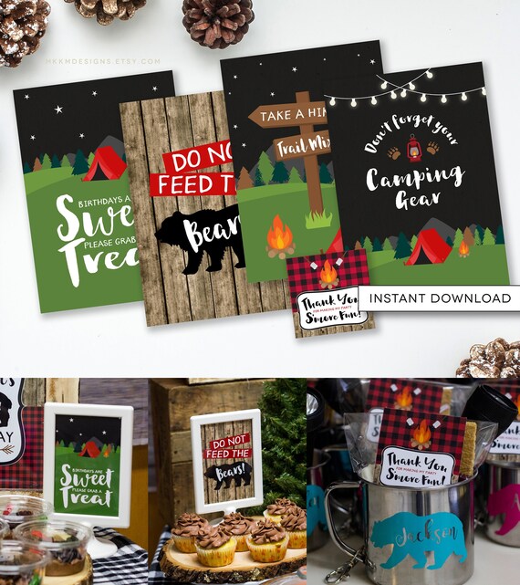 Camping Party Signs Trail Mix Bar Sign Camping Birthday Etsy