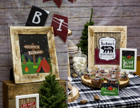 Camp Welcome Signs Rustic Party Decor Bear Birthday Camping Etsy