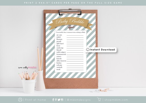 Baby Word Scramble, Airplane Shower Game, Baby Babble Game, Vintage Airplane Theme, Travel Baby Shower, DOWNLOAD, Baby Shower Game, A1 Il_570xn