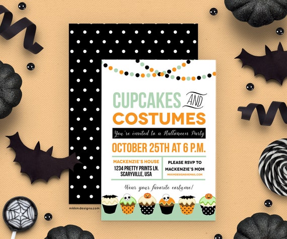 Cupcakes and Costumes, Halloween Party Invitation, Kids Halloween Party, Halloween Invite, Costume Party Invite, Printable Invite, #101 Il_570xn