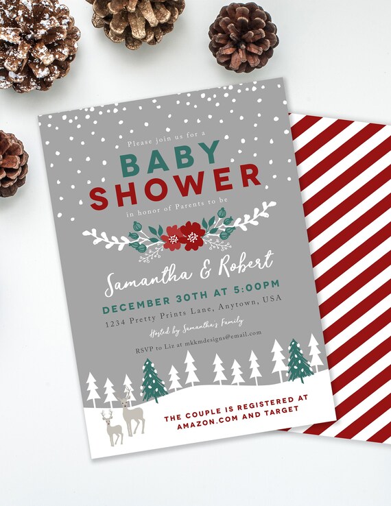Holiday Baby Shower, Holiday Invitation, Rustic Baby Shower, Winter Baby Shower, Gender Neutral Shower, Couples Baby Shower - Snowy Il_570xn