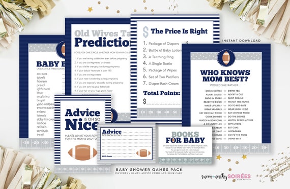 Football Baby Shower Games, Sports Baby Shower, Old Wives Tales, Advice For Parents, All Star Baby Games, Books for Baby Card, DOWNLOAD Il_570xn