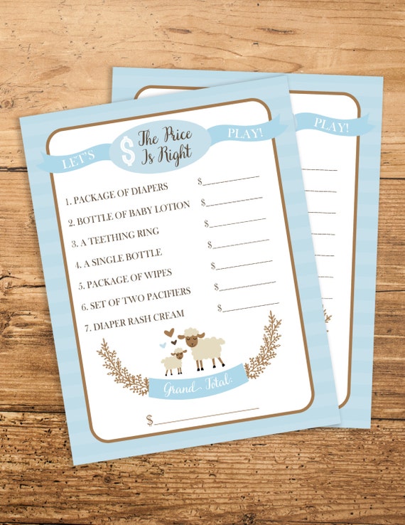 Lamb Baby Shower Game, The Price Is Right, Blue Little Lamb Theme, Boy Baby Shower, Storybook Baby Shower, INSTANT DOWNLOAD, #2403 Il_570xn