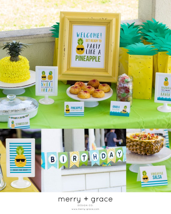 Pineapple Party Kit DOWNLOAD, Pineapple Favor Tag, Pineapple Party Decor, Pool Party Birthday, Pineapple Birthday Party Signs, Luau Party Il_570xn
