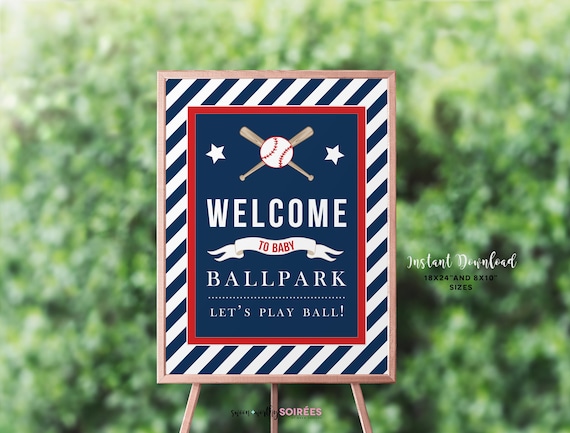 Baseball Baby Shower Welcome Sign, Baseball Shower Decor, Ballpark Sign, All Star Baby Shower, Baseball Party Decor, Couples Shower,DOWNLOAD Il_570xn