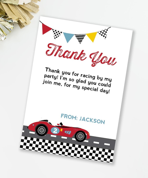 Editable Race Car Note Card, Editable Thank You Card, Race Car Birthday, Race Car Thank You, Car Thank You Note, INSTANT DOWNLOAD, #53 Il_570xn