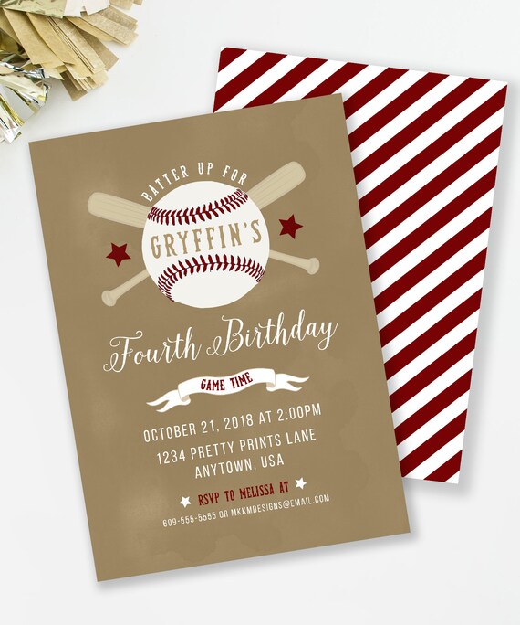 Baseball Invitation, Vintage Baseball Birthday, Baseball Birthday Party, Boy Birthday Invite, Birthday Invitation, All Star Birthday Il_570xn