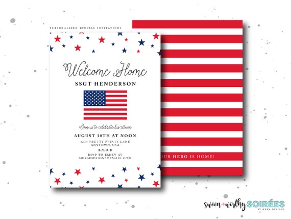 Welcome Home Party, Deployment Invitation, Military Invitation, Welcome Home Invite, Military Homecoming, Homecoming Invitation Il_570xn