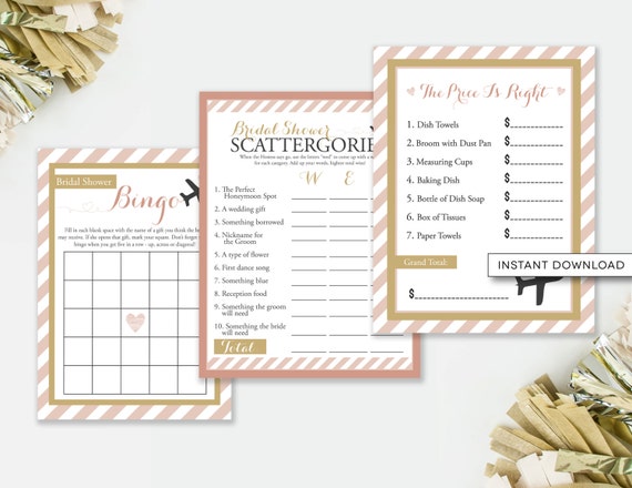 Travel Bridal Shower Games, Bridal Bingo, Scattergories, Price Is Right, Travel Theme Shower, Couples Shower Games, INSTANT DOWNLOAD, #31 Il_570xn
