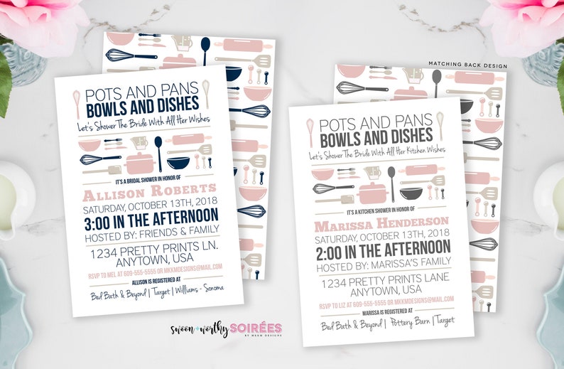 Stock the Kitchen Shower Bridal Invitation Pots and Pans Etsy