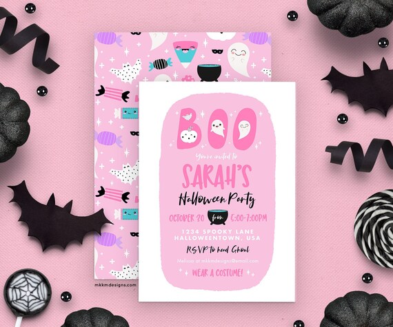 Halloween Party Invitation, Kids Halloween Party, Halloween Invite, Costume Party Invite, Kawaii Halloween Party, Cute Halloween Party Il_570xn