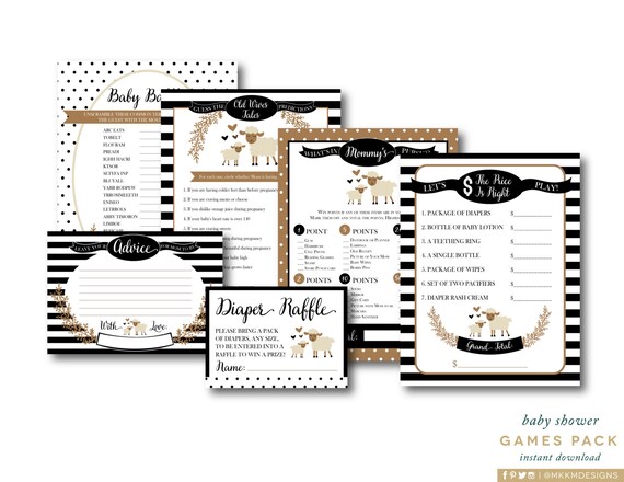 Lamb Shower Games, Storybook Shower, Diaper Raffle Ticket, Old Wives Tales, Woodland Shower Games, Gender Neutral, INSTANT DOWNLOAD, #2403 Il_570xn