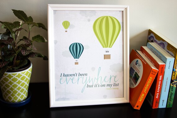 Travel Nursery Print, Travel Nursery Decor, Travel Quote, Hot Air Balloons, Boy's Room Decor, I Haven't Been Everywhere, INSTANT DOWNLOAD Il_570xn