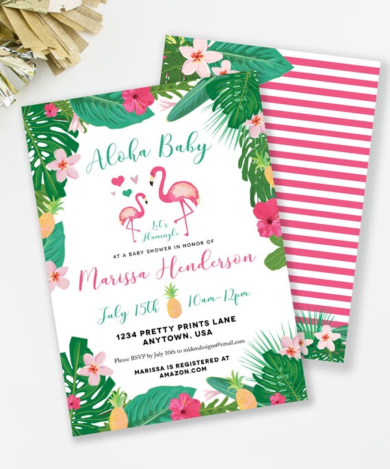 Flamingo Baby Shower Aloha Baby Shower Flamingo Invitation