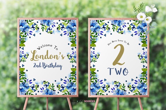 Blueberry Welcome Signs, Blueberry Party Decor, Blueberry Birthday, Berry Sweet Birthday, Blueberry Party Signs, Farm Birthday Decor Il_570xn