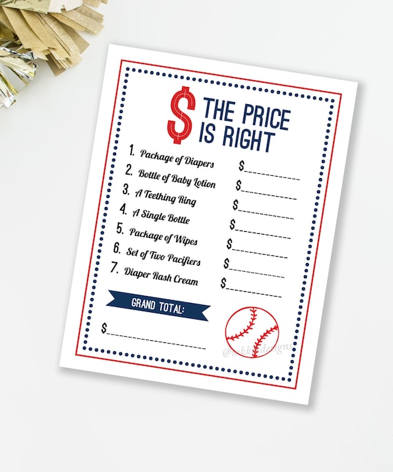 The Price Is Right, Baseball Baby Shower Game, Sports Baby Shower Game, Little Slugger Baby Shower, Red and Navy, INSTANT DOWNLOAD, #S1 Il_570xn