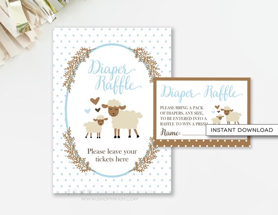 Lamb Diaper Raffle, Diaper Shower, Storybook Baby Shower, Diapers for Dad, Lamb Baby Shower, Boy Baby Shower, INSTANT DOWNLOAD, #2403 Il_570xn