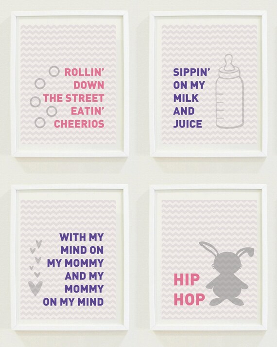 Hip Hop Baby, Funny Nursery Prints, Milk and Juice Lyrics Wall Art, Rap Lyrics Nursery, INSTANT DOWNLOAD, Digital Nursery Prints for Girls Il_570xn