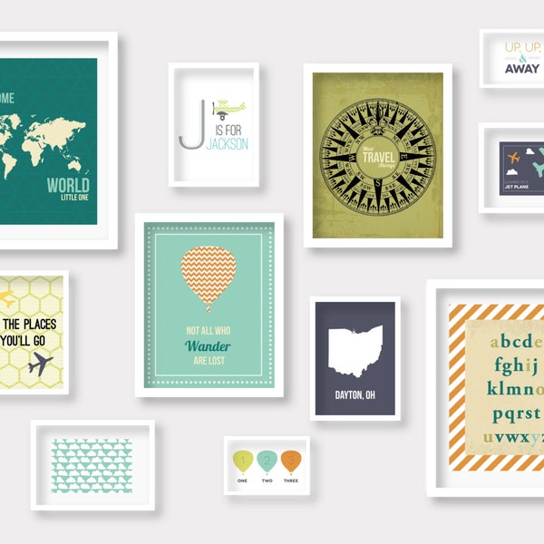 Travel Gallery Wall, Travel Nursery Print, Travel Nursery Decor, Childrens Wall Art, Travel Poster, Digital Prints, Hot Air Balloon Nursery