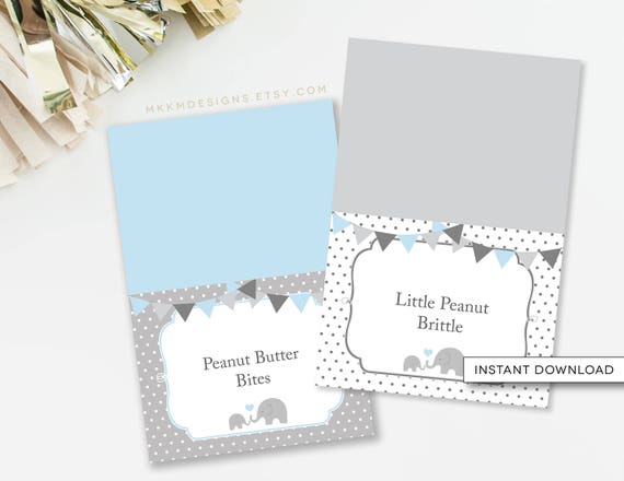 EDITABLE Food Cards, Elephant Place Cards, Elephant Baby Shower, Little Peanut Birthday, Elephant Birthday, INSTANT DOWNLOAD, #E2 Il_570xn