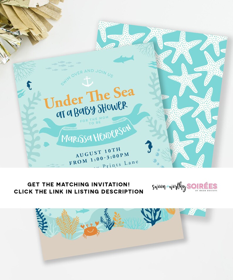 Nautical Thank You Card, Thank You Stationary, Baby Shower Thank You, Beach Baby Shower, Starfish Shower, Ocean Thank You, INSTANT DOWNLOAD image 3