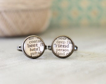 Gift for Best Friend Ring Set Dictionary Pages Gift for Friend Bridesmaid Gift Friendship Jewelry Friendship Rings Ring set Gifts under 25