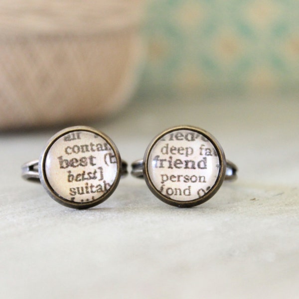 Gift for Best Friend Ring Set Dictionary Pages Gift for Friend Bridesmaid Gift Friendship Jewelry Friendship Rings Ring set Gifts under 25