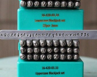 3mm Blackjack Font Combination Metal Alphabet Letter Stamp Set - Metal Letter Stamps - Metal Stamping and Jewelry Tool - SGCHBJUL3MM