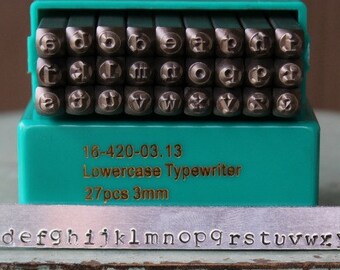 Brand New 3mm Typewriter Font Alphabet Letter Lowercase Stamp Set - Metal Stamp Set - Metal and Jewelry Stamping Tool - SGCH-TPL3MM