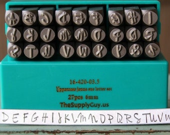 6mm Jenna Sue Font Alphabet Letter Uppercase Stamp Set- 6MM Uppercase Jewelry Metal Stamps- SGCH-JSU6Mm