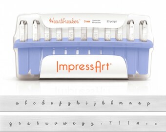 ImpressArt 3mm Heartbreaker Font Lowercase Metal Alphabet Letter Stamp Set - Metal Letter Stamps-Metal Stamping Tool - SGSC1331A-3MM
