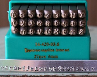 3mm Angelina - Posh Font Uppercase Metal Alphabet Letter Stamp Set - Metal Letter Stamps-Metal Stamping and Jewelry Tool - SGCH-PSU3MM