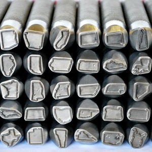 Advantage Series 1/2&quot; US State Metal Design Stamp - Made In The USA - Pick your State and Size - For use on Stainless Steel - SGAD1/2&quot;State