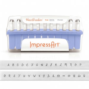 ImpressArt 3mm Heartbreaker Font Uppercase Metal Alphabet Letter Stamp Set - Metal Letter Stamps-Metal Stamping Tool - SGSC1231A-3MM