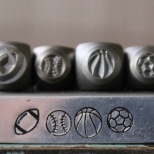 5mm and 6mm Sport Balls Metal Design 4 Stamp Set - Metal Stamp - Metal Stamping and Jewelry Tool - SGCH-236188245311