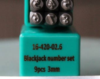 3mm Blackjack Font Metal Number Stamp Set - Metal Letter Stamps - Metal Stamping and Jewelry Tool - SGCH-BJN3MM