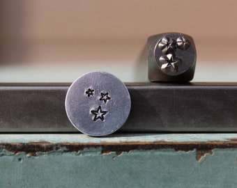 Brand New 6mm Three Star Cluster Metal Design Stamp - Metal Stamp - Metal Stamping and Jewelry Tool - SGCH-561
