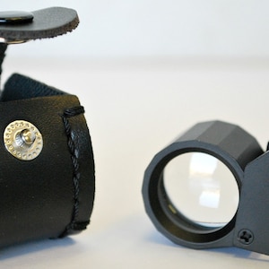 Jewelry Loupe- 10X Black Hex Loupe- Leather Case-  Black 10X Loupe- Jewelry Tool- Great For Inspection And Detailed Metal Work- SGELP-746.01