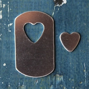 Aluminum Dog Tag with Heart 18G Deburred Stamping Blank - 1 1/8&quot; x 2&quot; - Thick Gauge Stamping Blank - 1 Per Pack - Made in USA - SG-MM-07